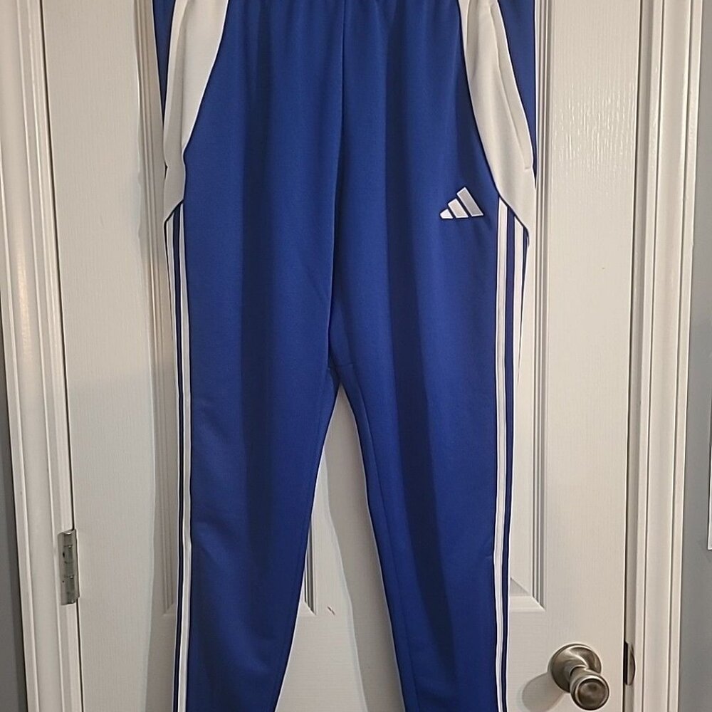 Adidas Tiro 24 Men's Size Large Blue White Tapered Soccer Track Pants IV7265 New